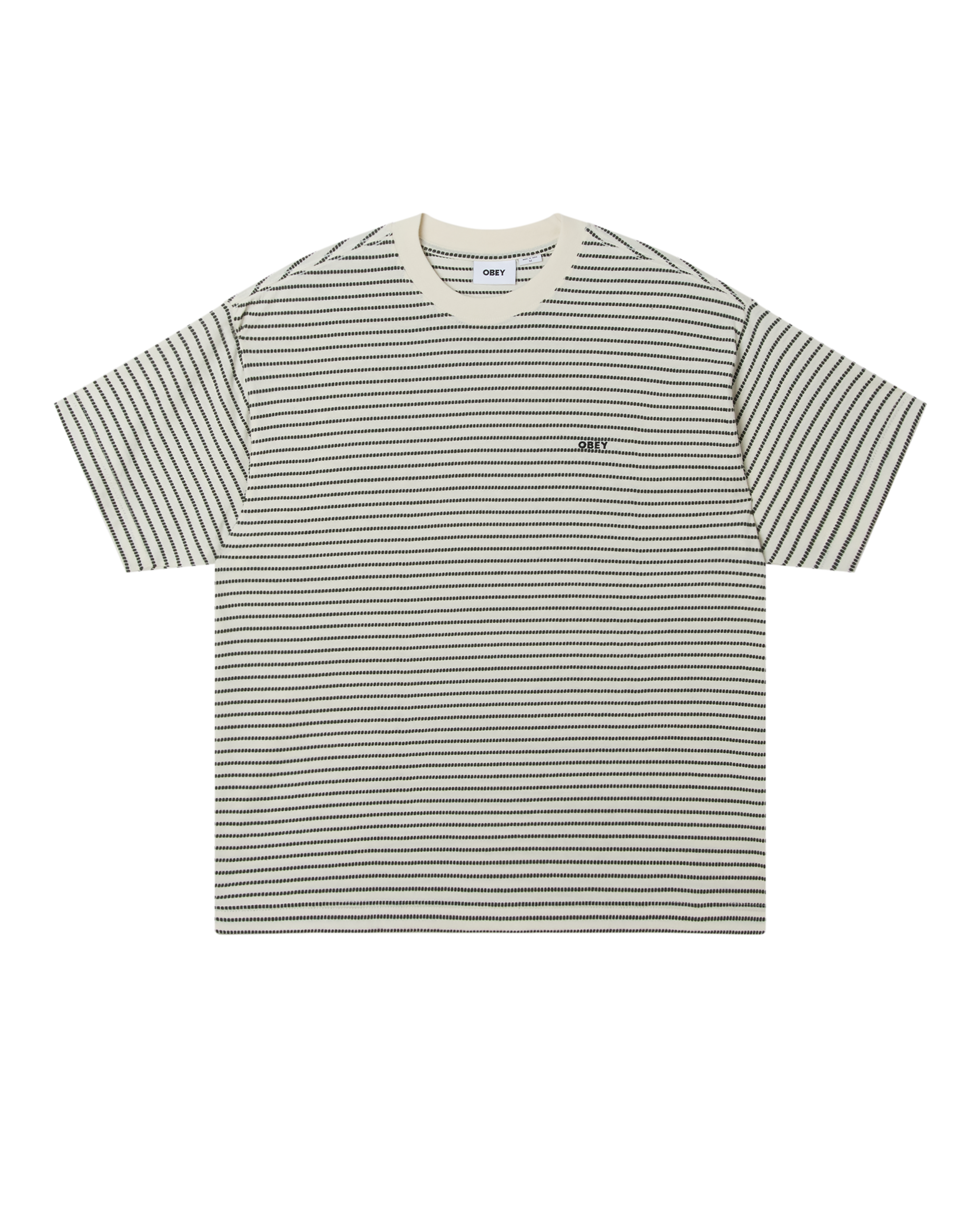 Obey Edwin Tee Cream Multi T-Shirt Herren Oversized beige Streifen